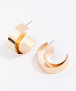 Double Smooth Medium Hoop Earrings