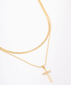 Plain Cross Snake Layered Necklace
