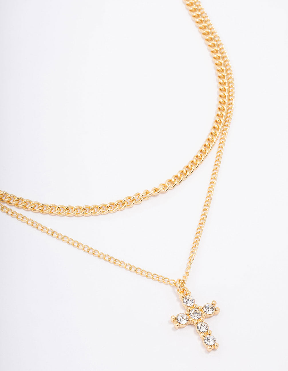 Cross Layered Curb Necklace