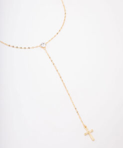 Cubic Zirconia Cross Lariat Necklace