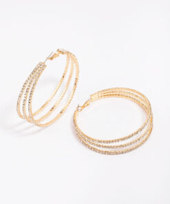 Medium Triple Row Hoop Earrings