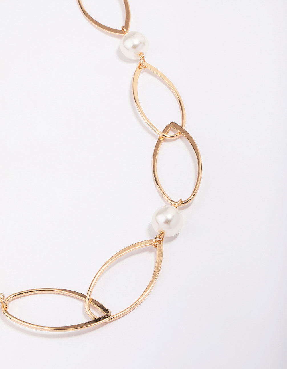 Oval Pearl Link Chain Necklace
