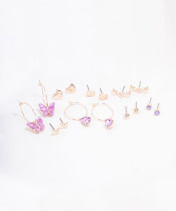 Rose Heart & Butterfly Earring 8-Pack