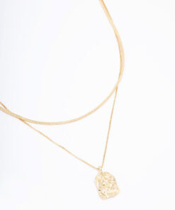 Hammered Rectangular Layered Necklace