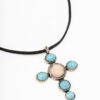 Antique Rustic Stone Cord Pendant Necklace