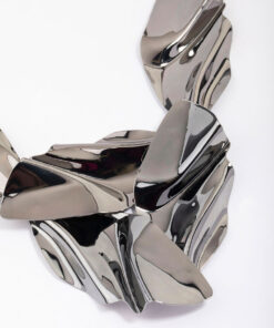 Gunmetal Abstract Disc Statement Necklace