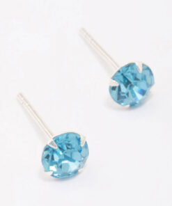 Blue Czech Crystal Small Stud Earrings