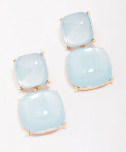 Blue Puffy Stone Earrings