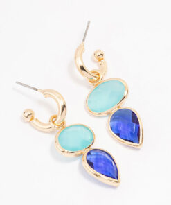 Blue Organic Stone Earrings