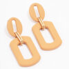 Orange Mini Ribbed Interlock Link Earrings