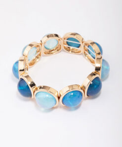 Acrylic Blue Circle Stretch Bracelet