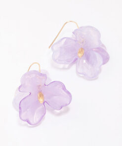 Lilac Floral Petal Drop Earrings