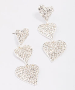 Triple Heart Drop Earrings