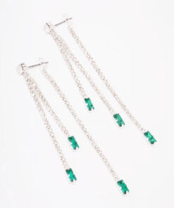 Triple Row Emerald Drop Earrings