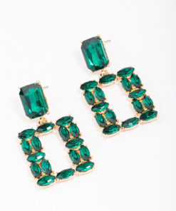Mixed Emerald Stone Drop Earrings