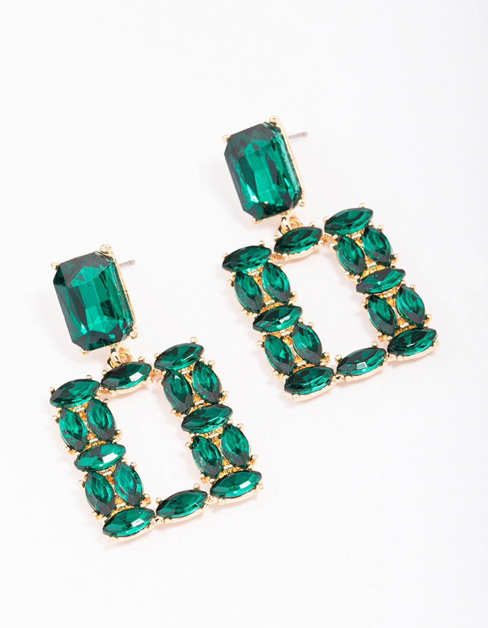 Mixed Emerald Stone Drop Earrings