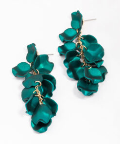 Green Iridescent Petal Drop Earrings