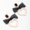 Pearl Bow Heart Drop Earrings