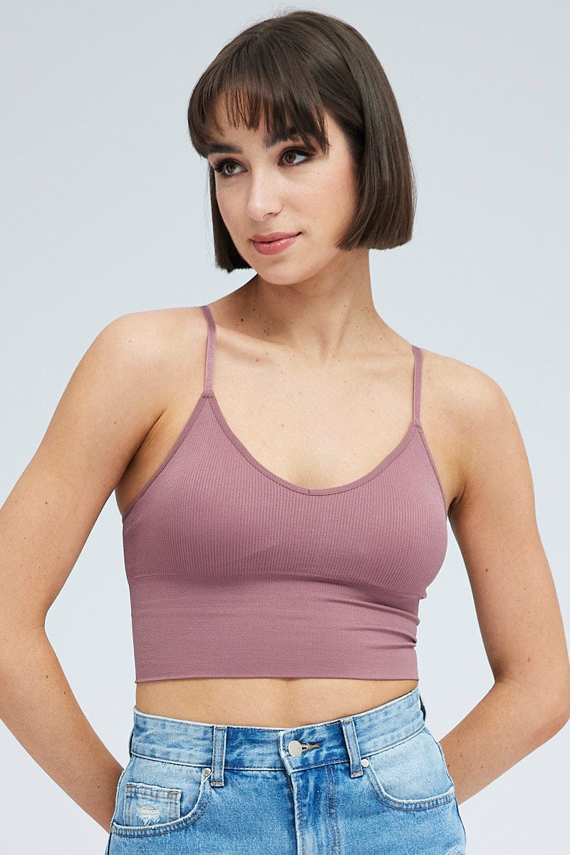 Purple Crop Singlet Top Seamless - Image 3