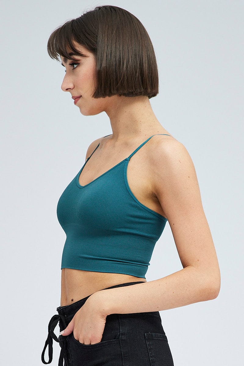 Blue Crop Singlet Top Seamless - Image 4