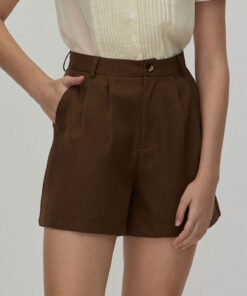 The Coffee Pleated High-Waisted Wide Leg Shorts