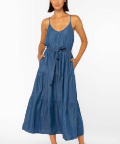 Barbados Blue Tiered Midi Dress