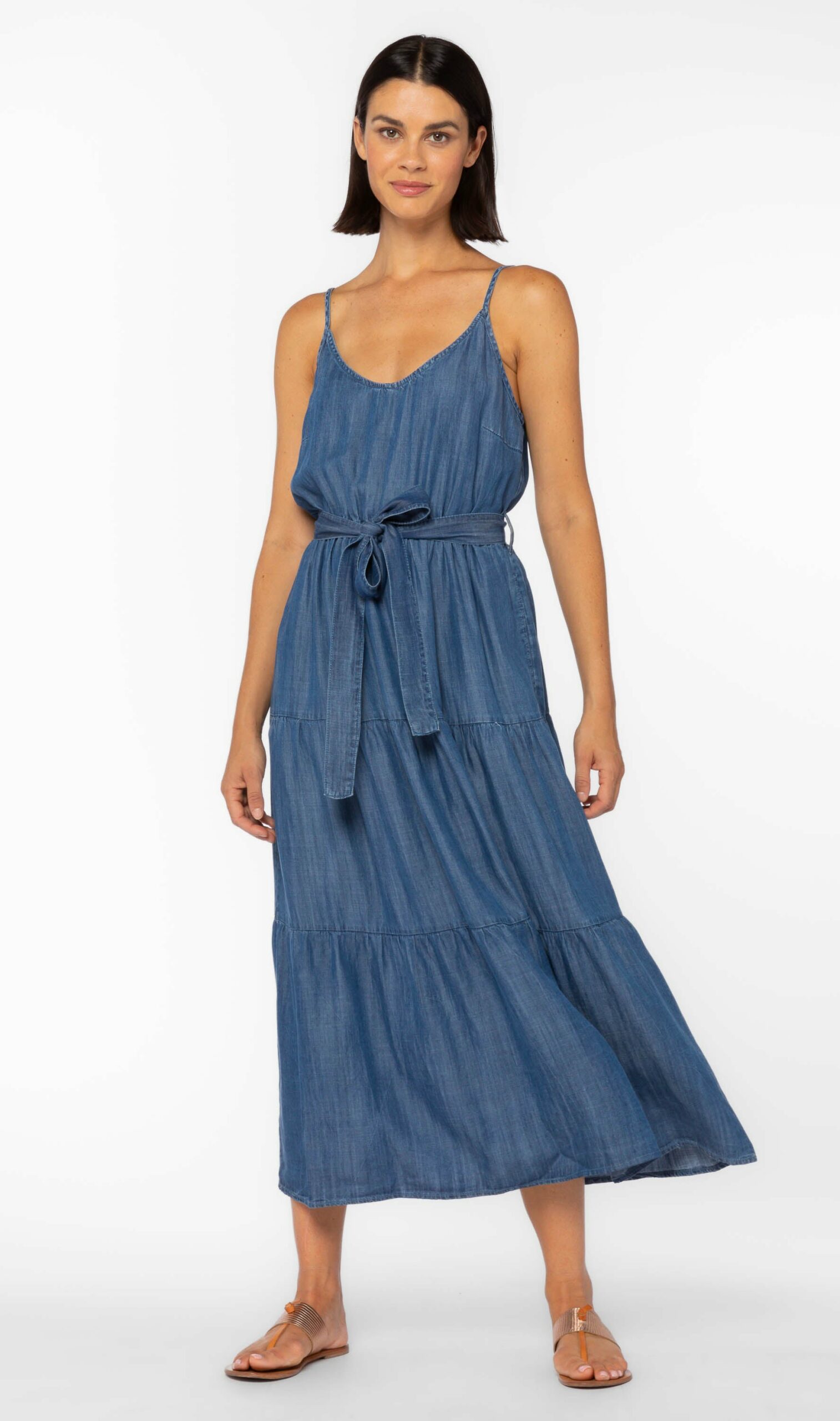 Barbados Blue Tiered Midi Dress - Image 3